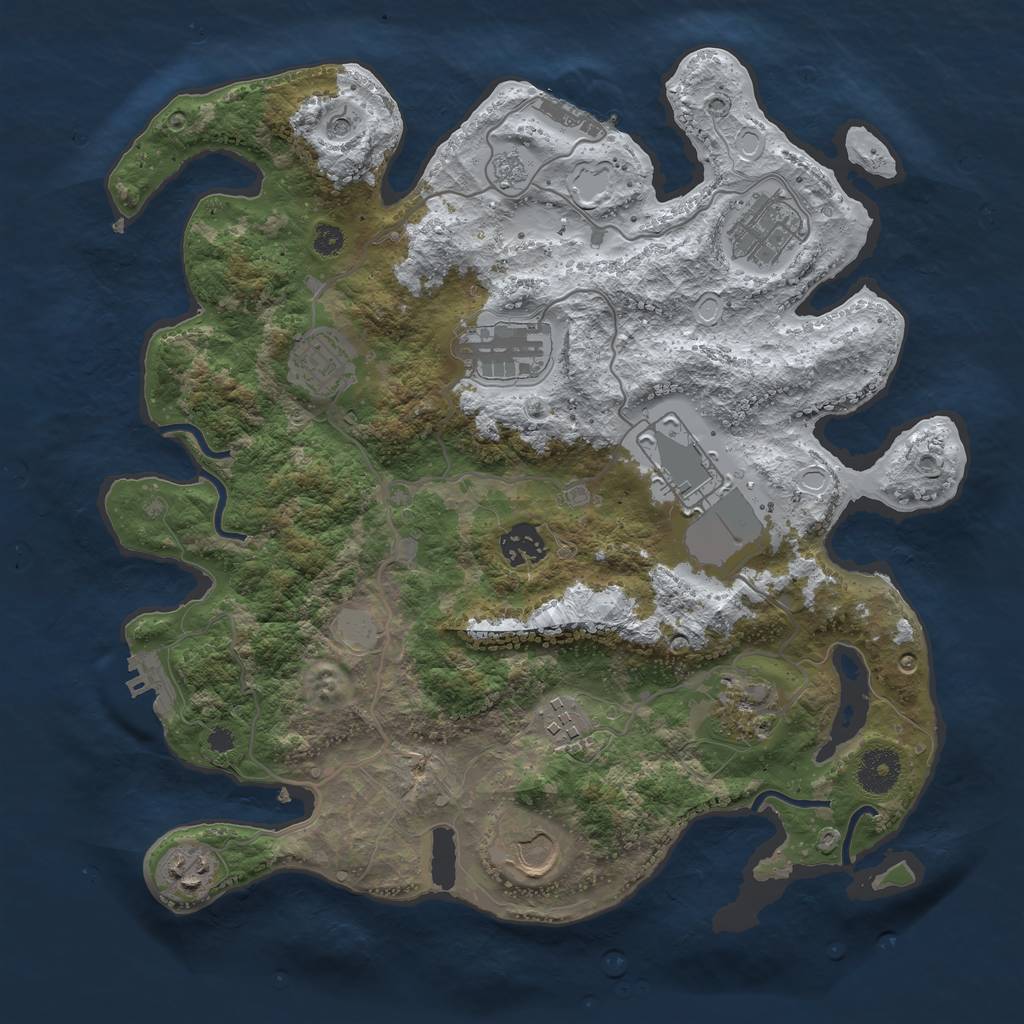 Rust Map: Procedural Map, Size: 3500, Seed: 1664527426, 18 Monuments