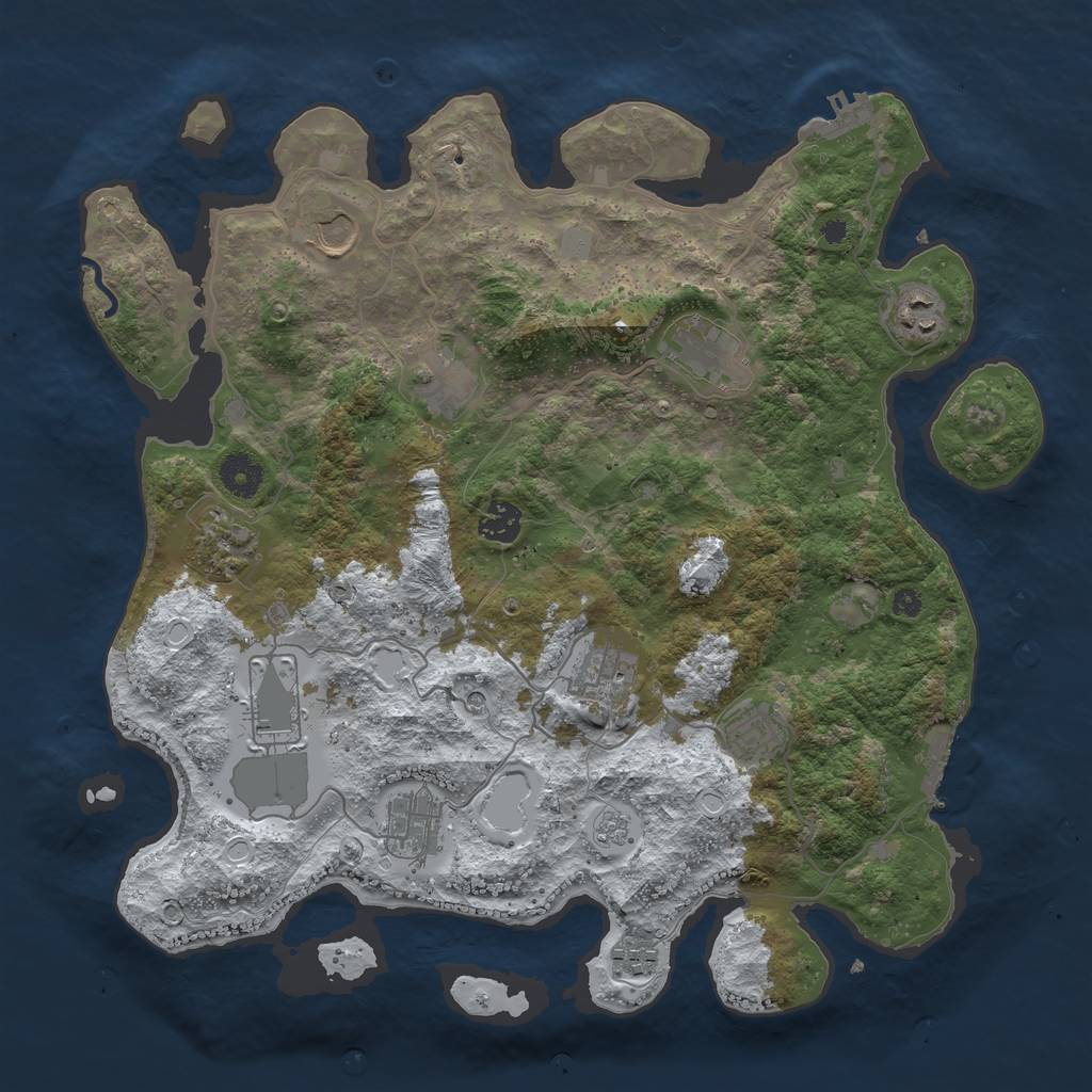 Rust Map: Procedural Map, Size: 3800, Seed: 2012659285, 20 Monuments