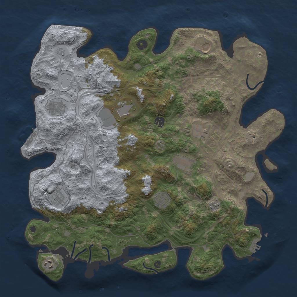 Rust Map: Procedural Map, Size: 4250, Seed: 1841893230, 17 Monuments