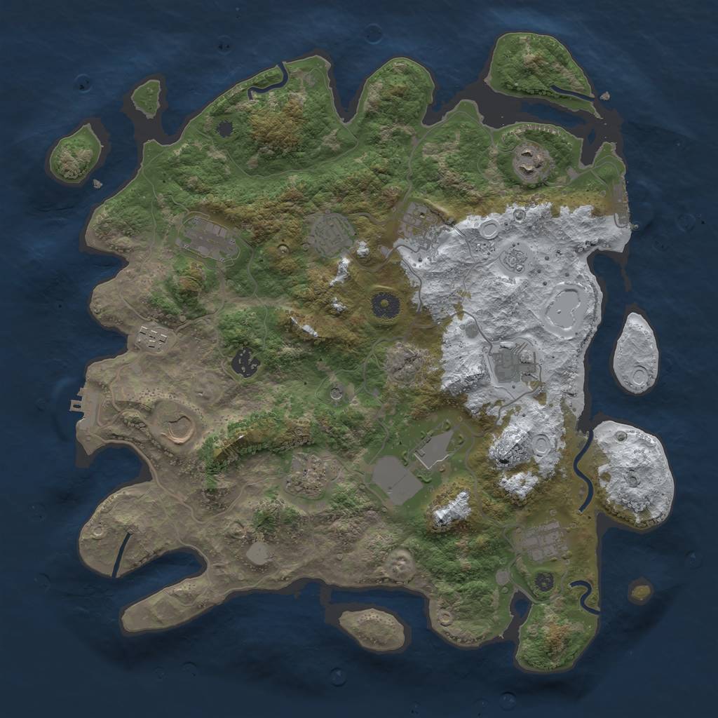 Rust Map: Procedural Map, Size: 3850, Seed: 48234630, 20 Monuments