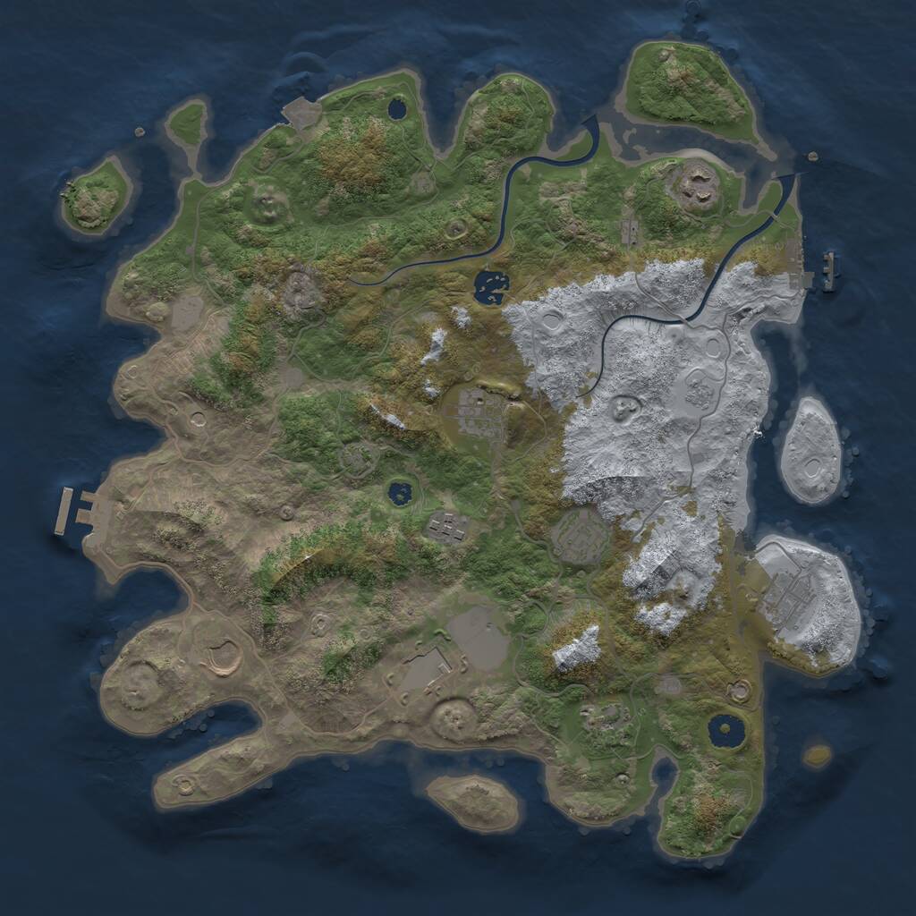 Rust Map: Procedural Map, Size: 3850, Seed: 48234630, 15 Monuments