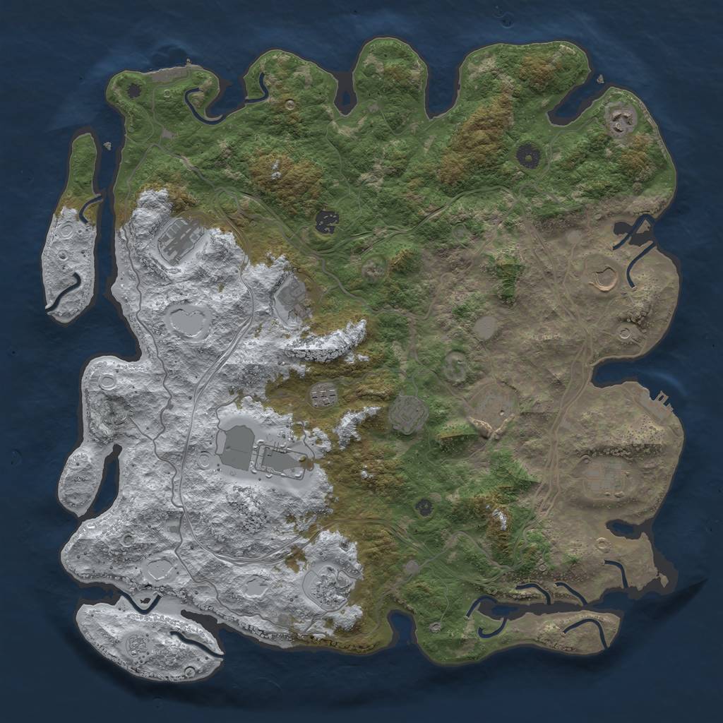 Rust Map: Procedural Map, Size: 4500, Seed: 915843420, 20 Monuments