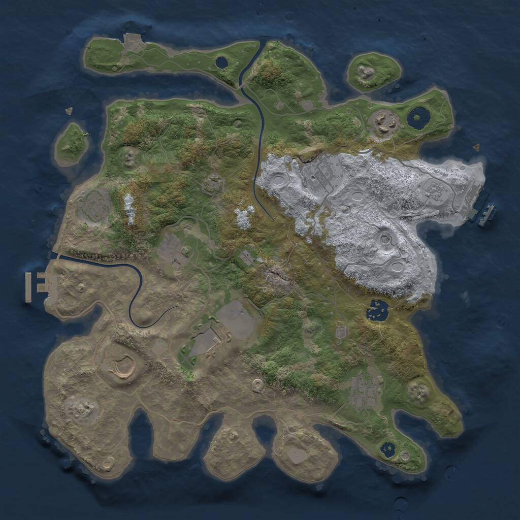 Rust Map: Procedural Map, Size: 3500, Seed: 494486372, 14 Monuments