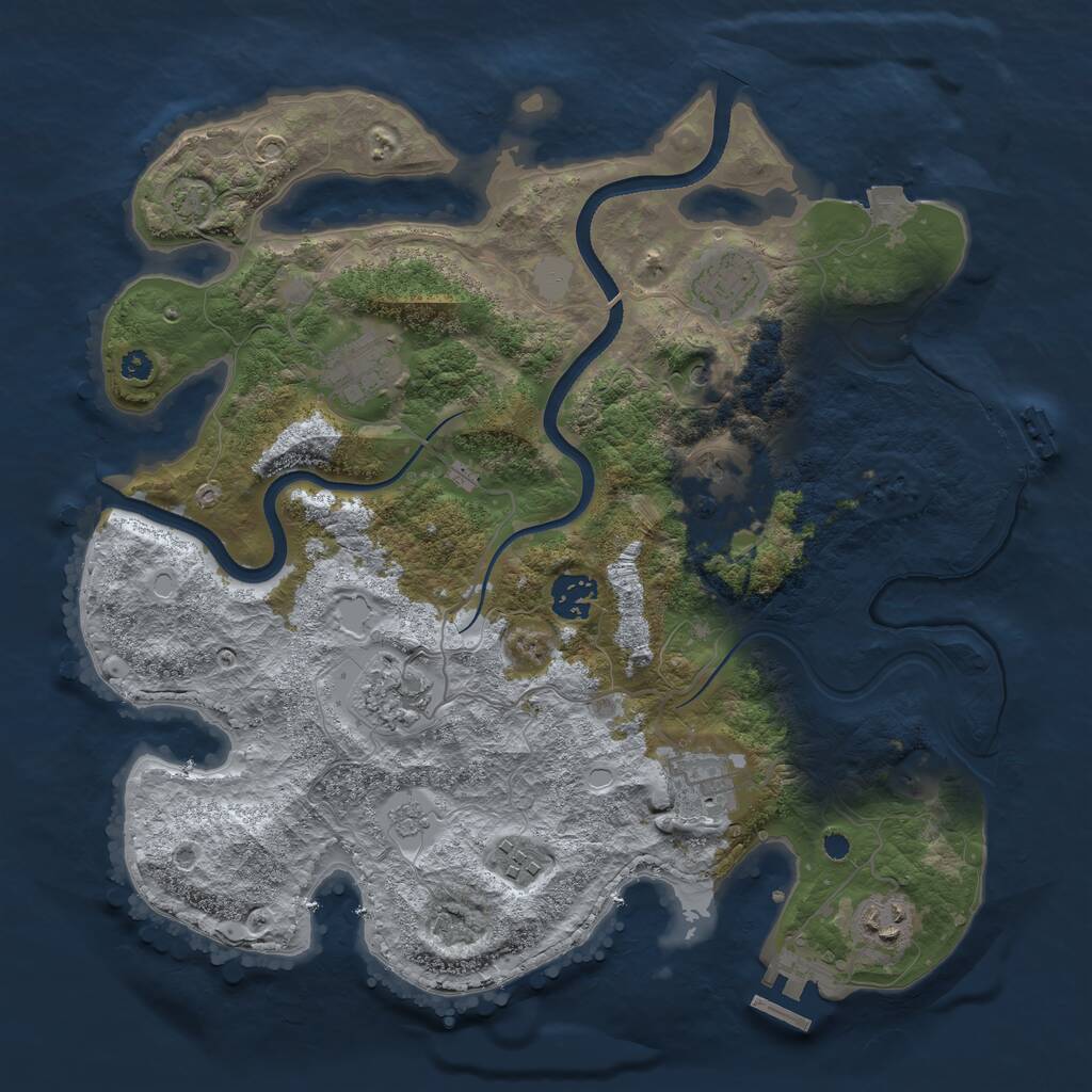 Rust Map: Procedural Map, Size: 3500, Seed: 21477777, 14 Monuments