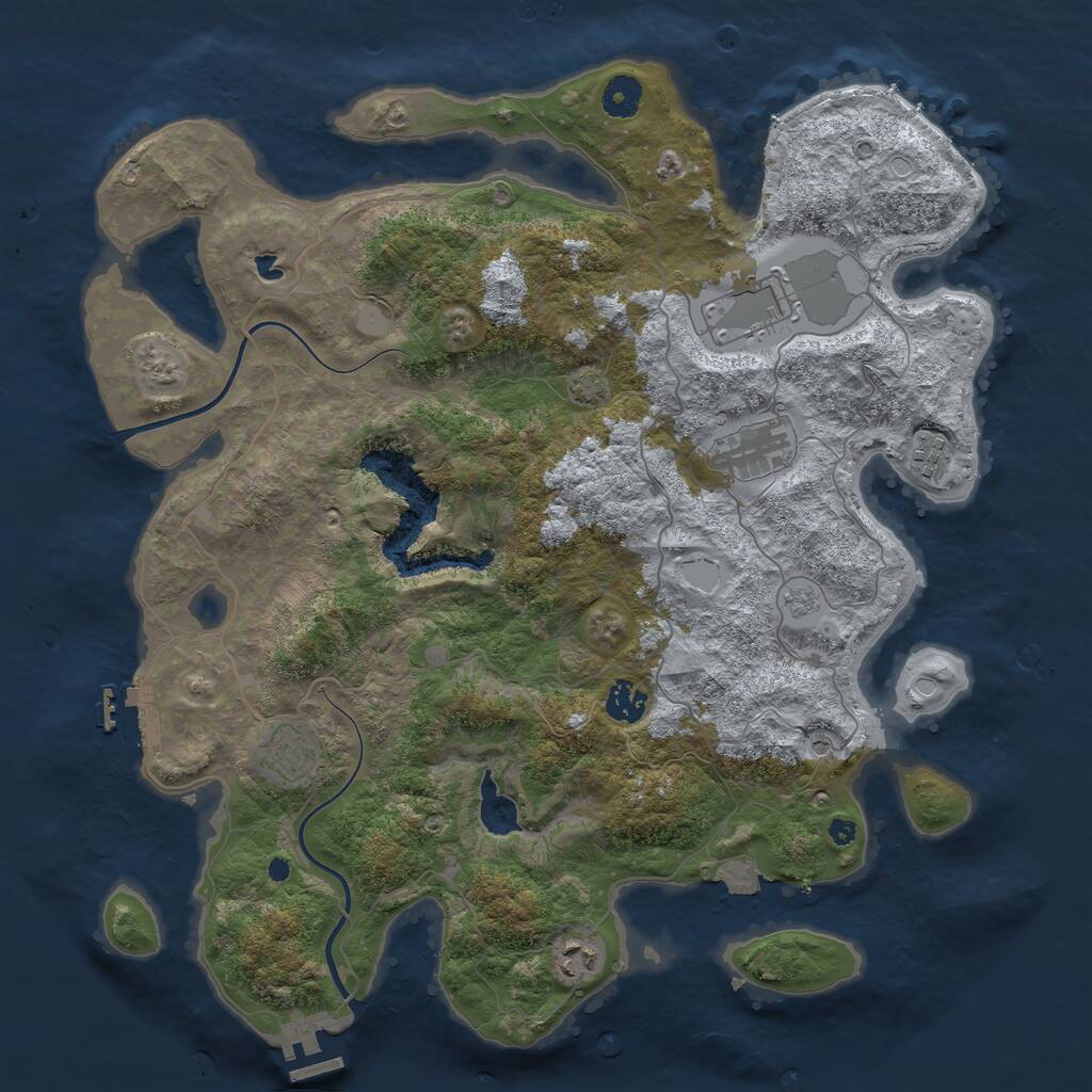 Rust Map: Procedural Map, Size: 4000, Seed: 123458042, 12 Monuments