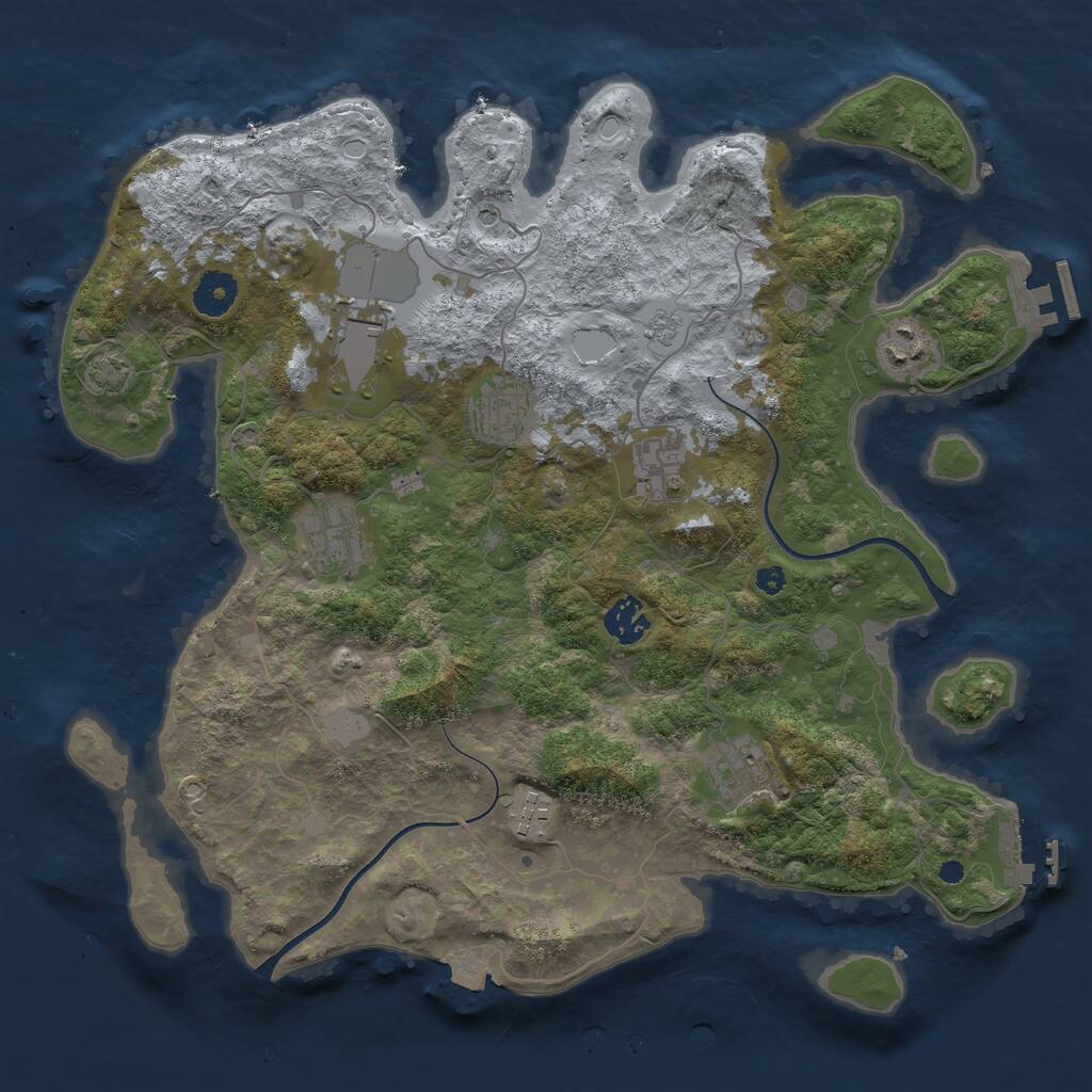 Rust Map: Procedural Map, Size: 3700, Seed: 1809674772, 14 Monuments