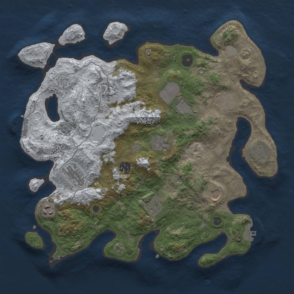 Rust Map: Procedural Map, Size: 3700, Seed: 801410685, 20 Monuments