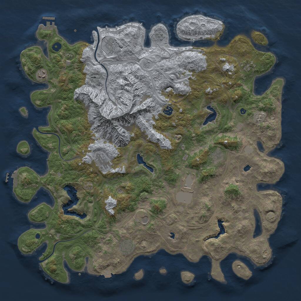 Rust Map: Procedural Map, Size: 5000, Seed: 696185499, 16 Monuments