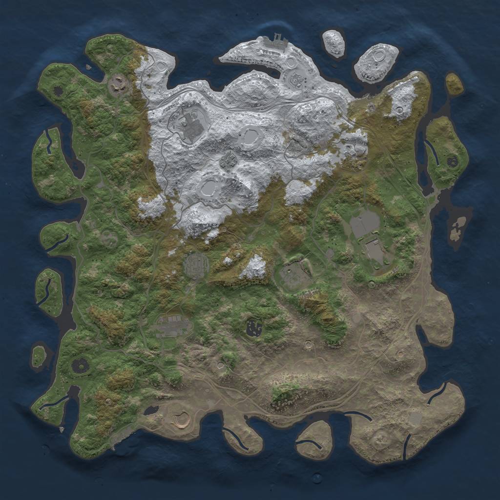 Rust Map: Procedural Map, Size: 4500, Seed: 530973079, 19 Monuments