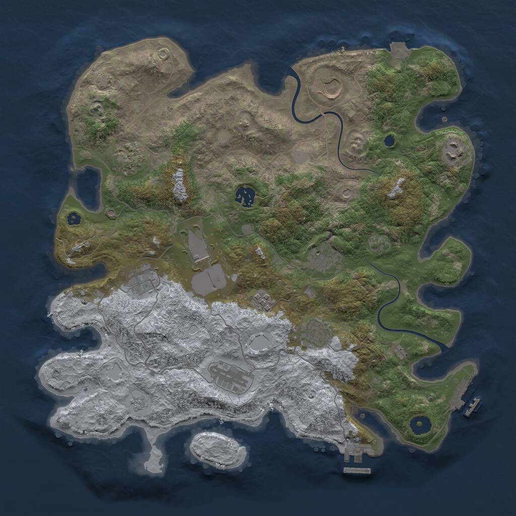 Rust Map: Procedural Map, Size: 3850, Seed: 394271984, 16 Monuments