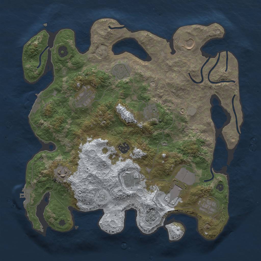 Rust Map: Procedural Map, Size: 3600, Seed: 173270715, 19 Monuments