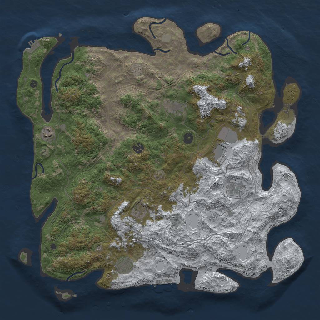 Rust Map: Procedural Map, Size: 4500, Seed: 1307844837, 17 Monuments