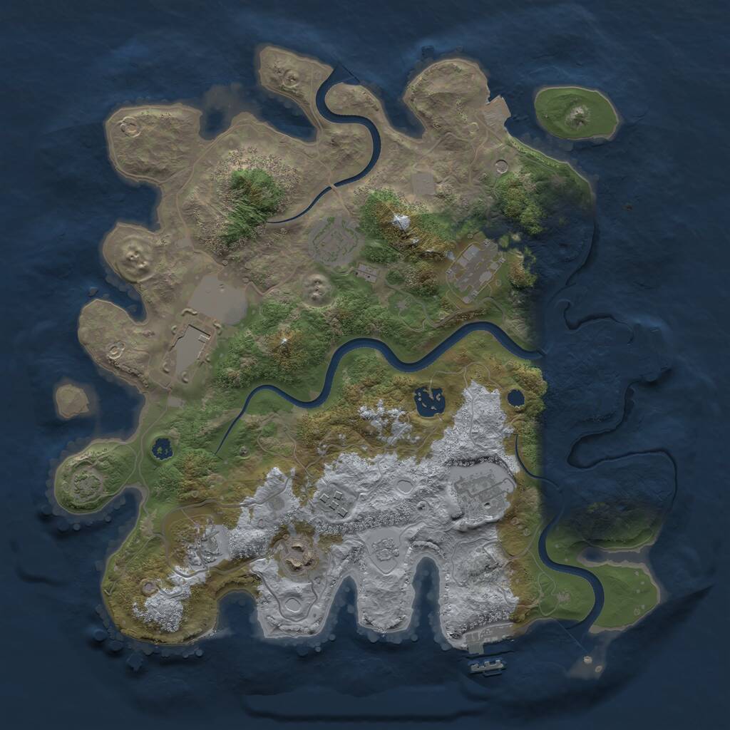 Rust Map: Procedural Map, Size: 3500, Seed: 1092249137, 14 Monuments