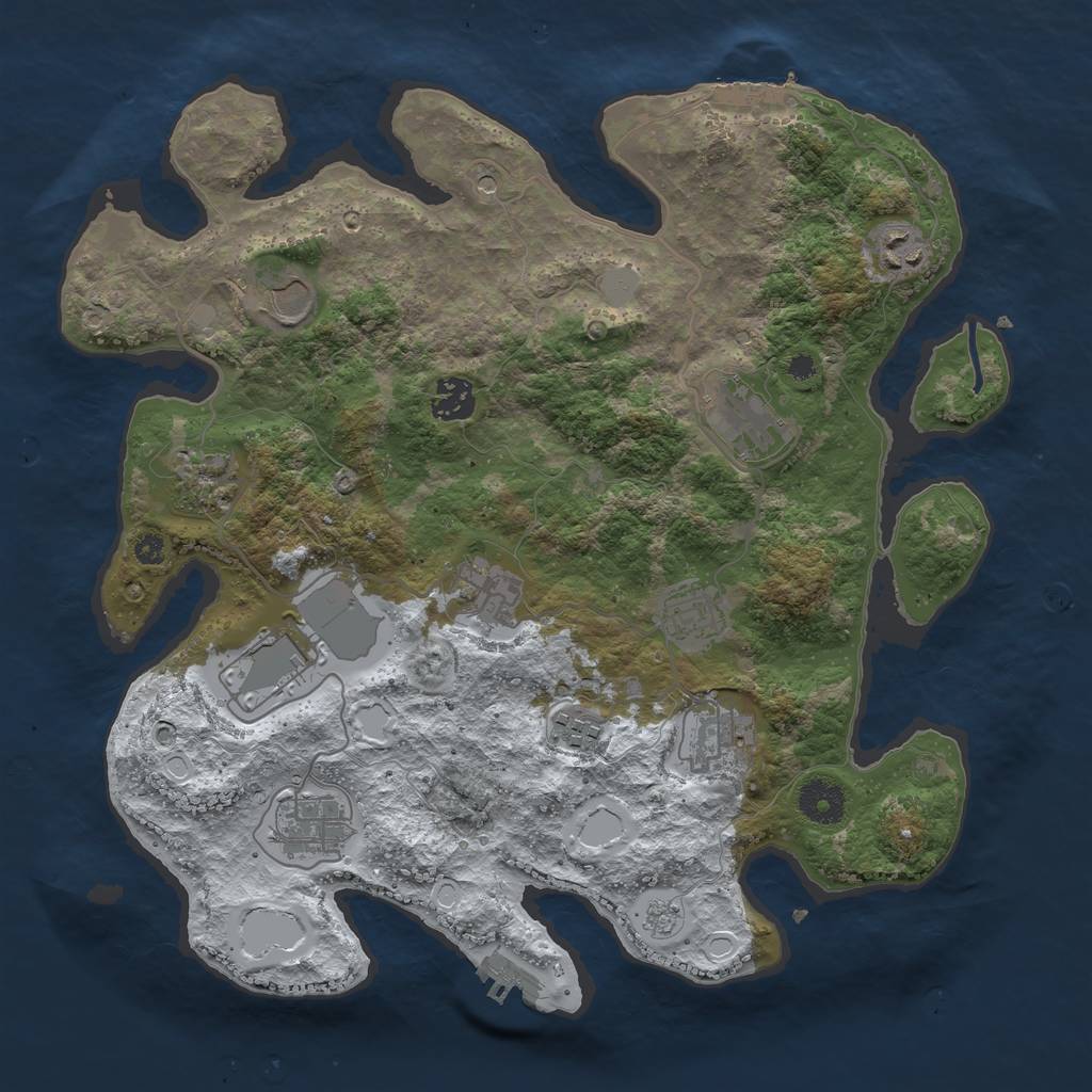 Rust Map: Procedural Map, Size: 3600, Seed: 1619996518, 20 Monuments