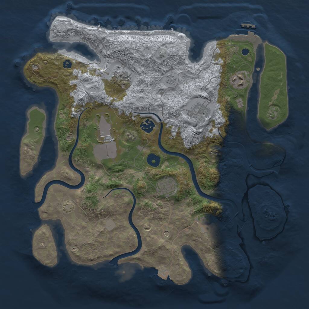 Rust Map: Procedural Map, Size: 3500, Seed: 1623186, 12 Monuments