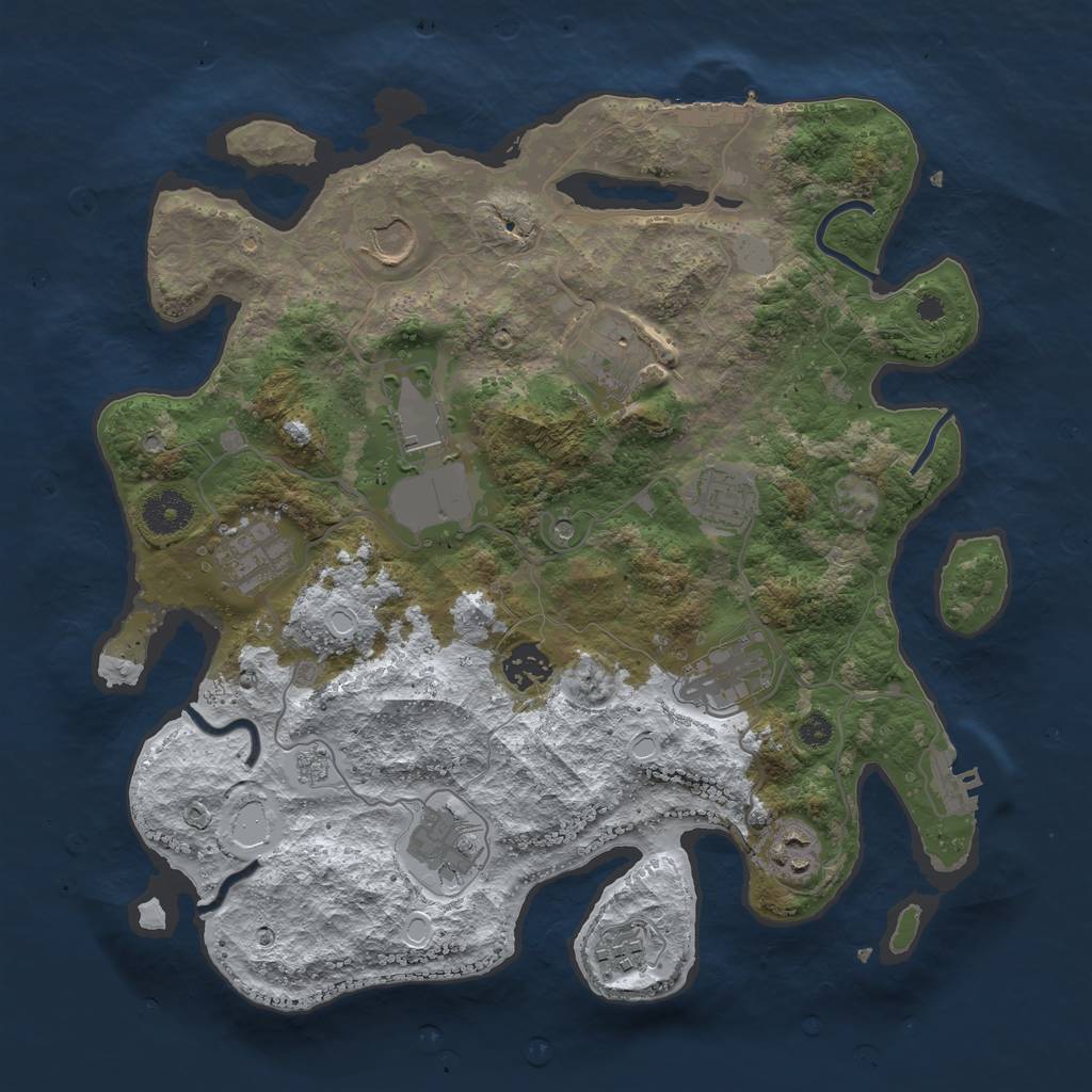 Rust Map: Procedural Map, Size: 3550, Seed: 625899404, 19 Monuments