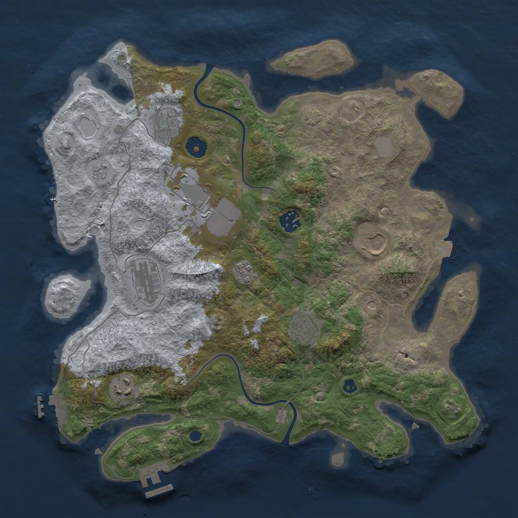 Rust Map: Procedural Map, Size: 3700, Seed: 1661885406, 14 Monuments
