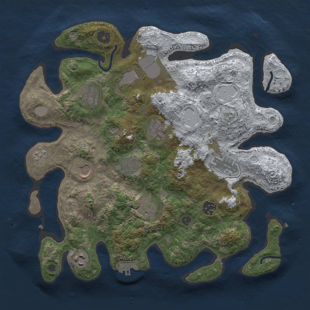 Rust Map: Procedural Map, Size: 3500, Seed: 196, 18 Monuments