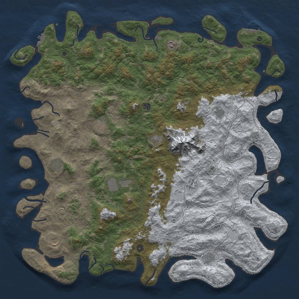Rust Map: Procedural Map, Size: 6000, Seed: 110929087, 20 Monuments