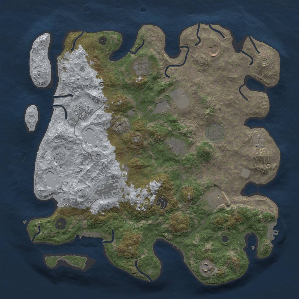 Rust Map: Procedural Map, Size: 3850, Seed: 1466365507, 20 Monuments