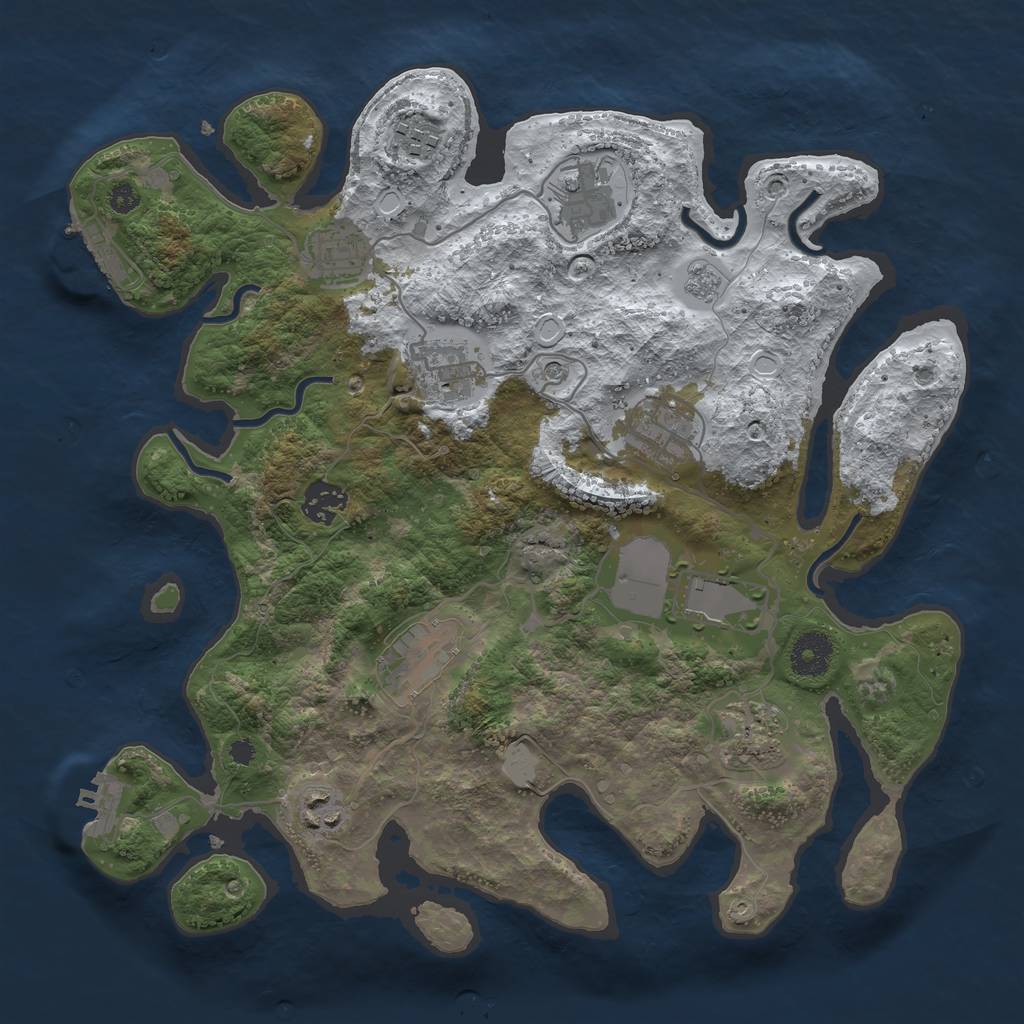 Rust Map: Procedural Map, Size: 3500, Seed: 868870537, 19 Monuments