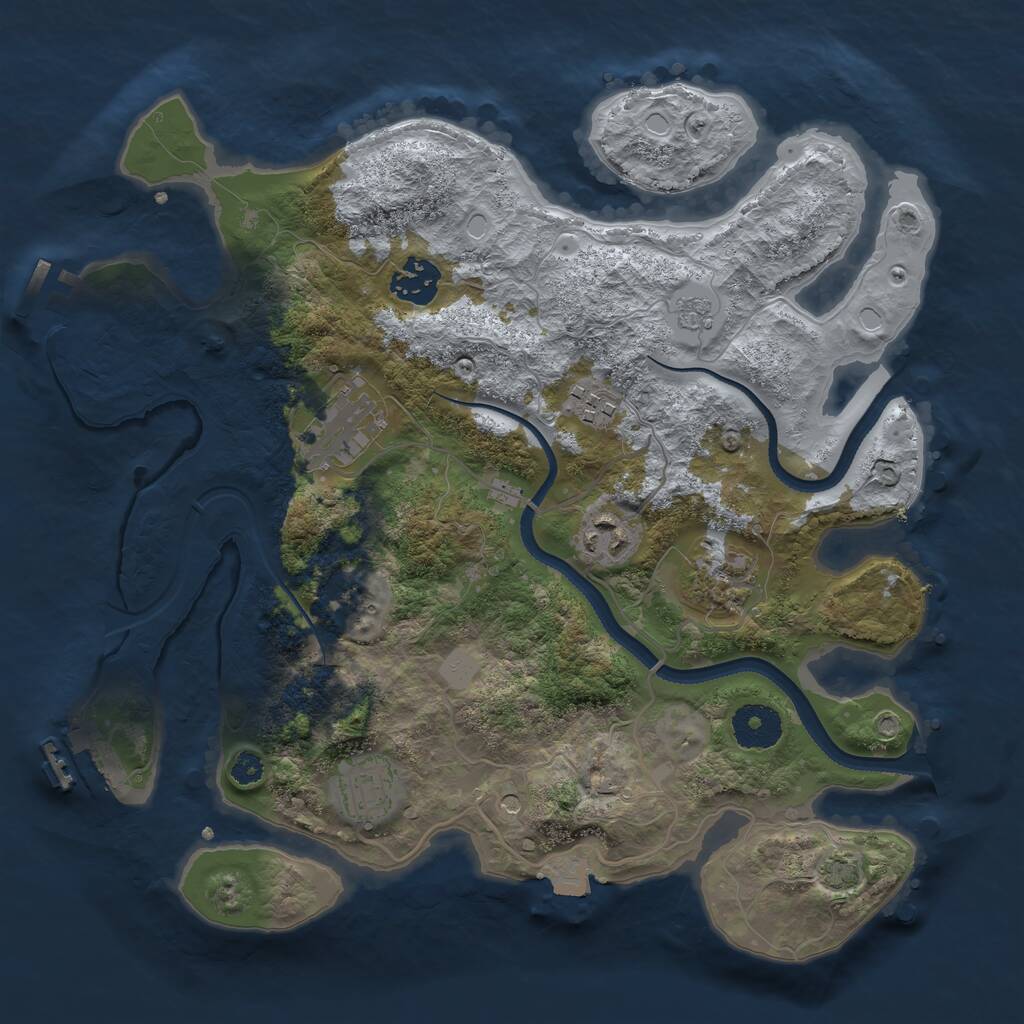 Rust Map: Procedural Map, Size: 3250, Seed: 1123, 12 Monuments