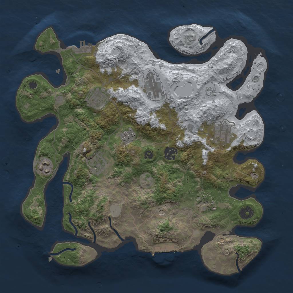 Rust Map: Procedural Map, Size: 3250, Seed: 1123, 17 Monuments