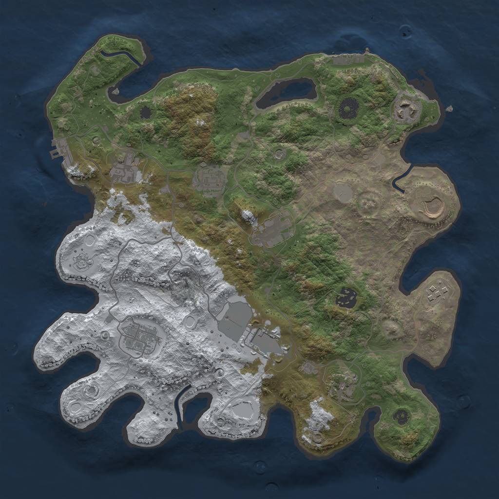 Rust Map: Procedural Map, Size: 3500, Seed: 528225326, 19 Monuments