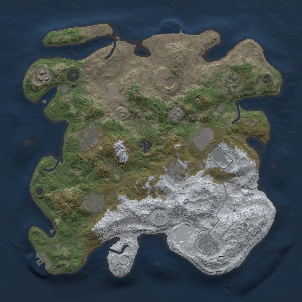 Rust Map: Procedural Map, Size: 3500, Seed: 2625, 19 Monuments