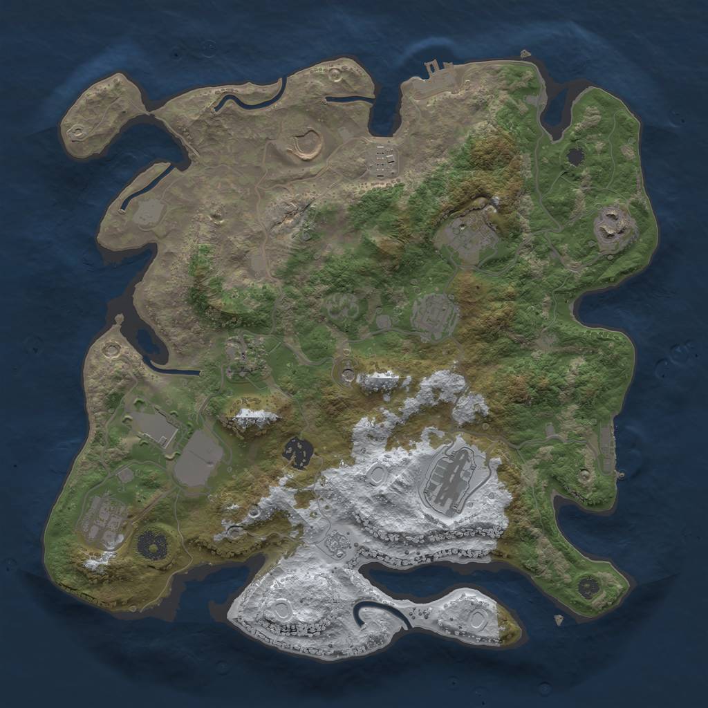 Rust Map: Procedural Map, Size: 3500, Seed: 404485979, 19 Monuments