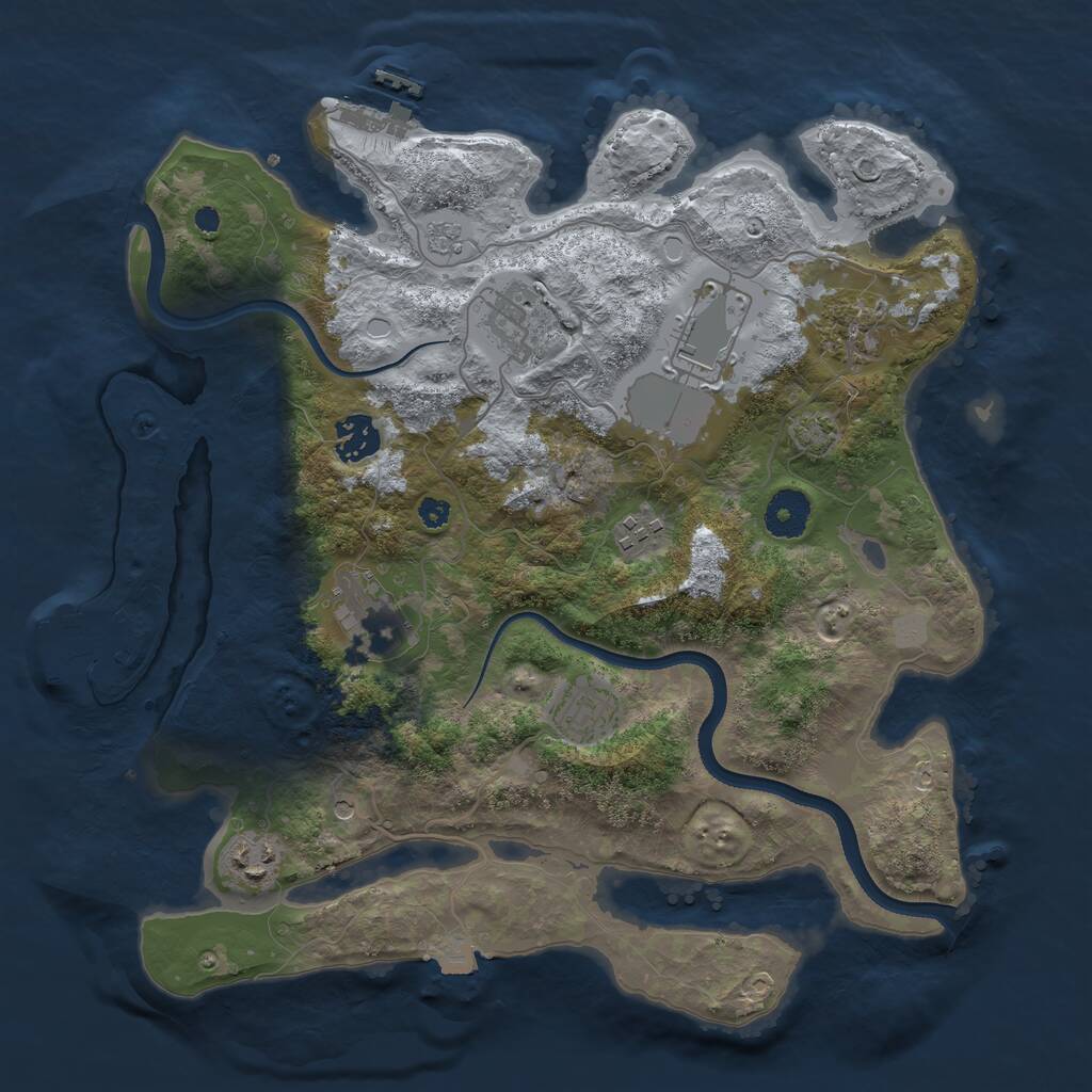 Rust Map: Procedural Map, Size: 3500, Seed: 1543375848, 14 Monuments