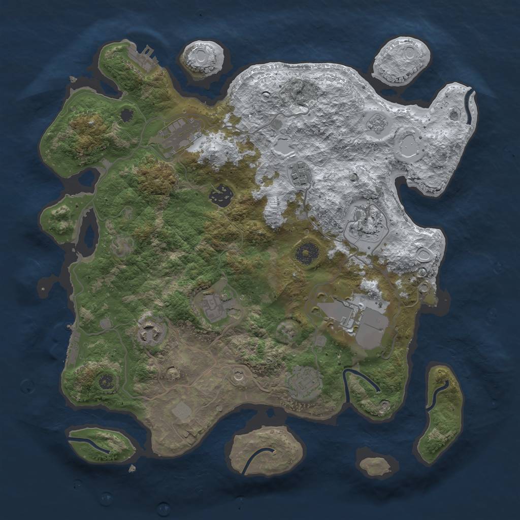 Rust Map: Procedural Map, Size: 3500, Seed: 1150792561, 17 Monuments