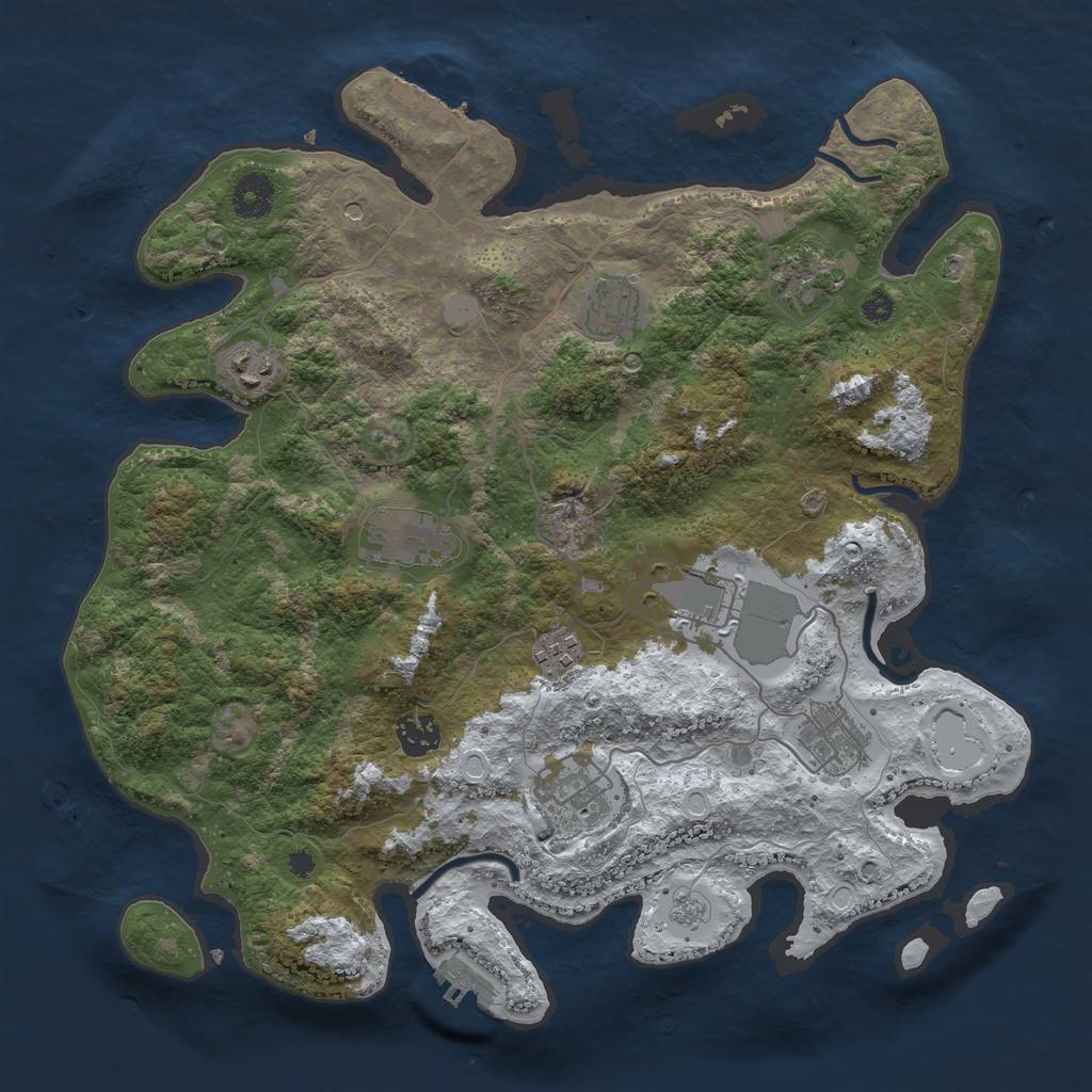 Rust Map: Procedural Map, Size: 3700, Seed: 386191860, 18 Monuments