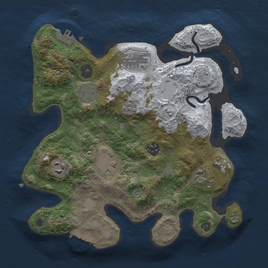 Rust Map: Procedural Map, Size: 3000, Seed: 605812177, 16 Monuments