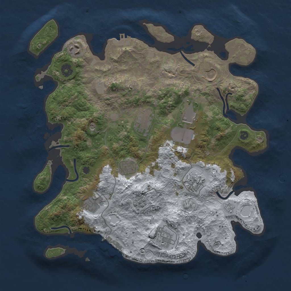 Rust Map: Procedural Map, Size: 3500, Seed: 132134552, 18 Monuments