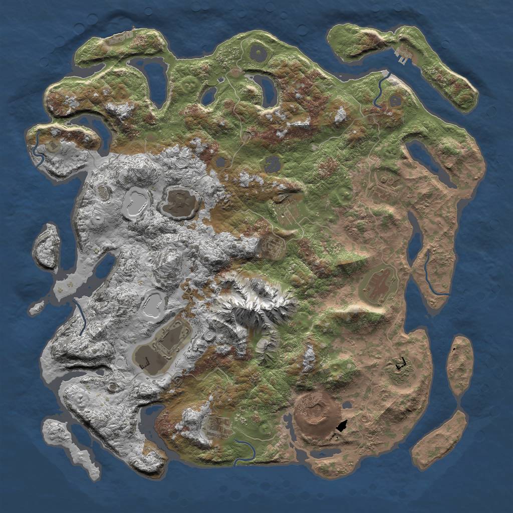 Rust Map: Procedural Map, Size: 4500, Seed: 272524681, 16 Monuments