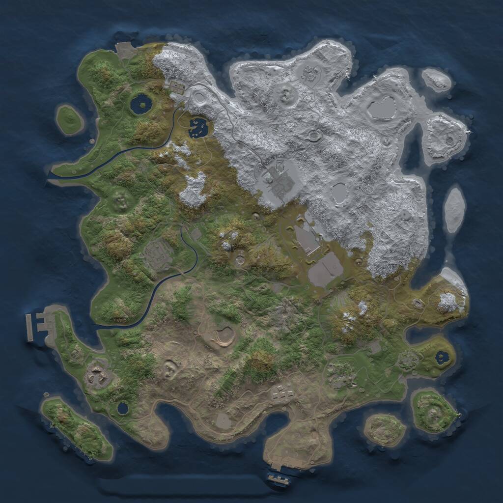 Rust Map: Procedural Map, Size: 3700, Seed: 1891825216, 14 Monuments
