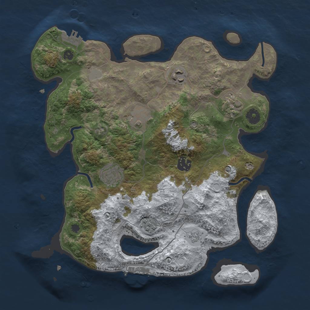 Rust Map: Procedural Map, Size: 3200, Seed: 43323305, 14 Monuments