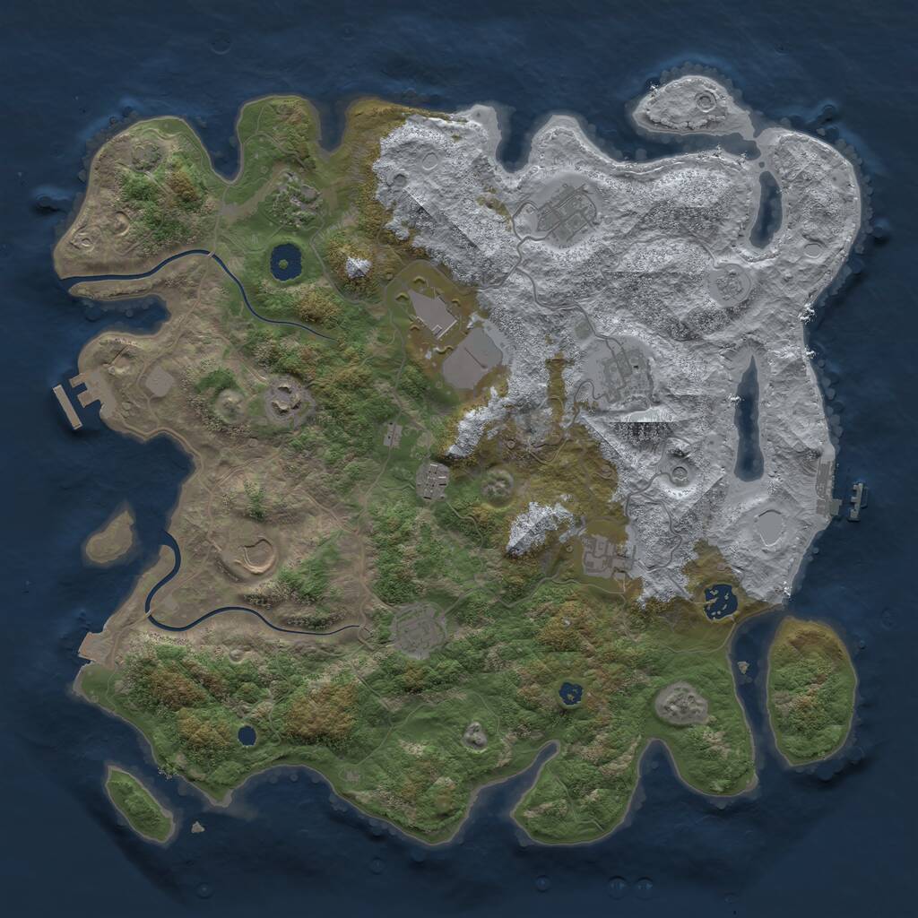 Rust Map: Procedural Map, Size: 3950, Seed: 6084627, 16 Monuments