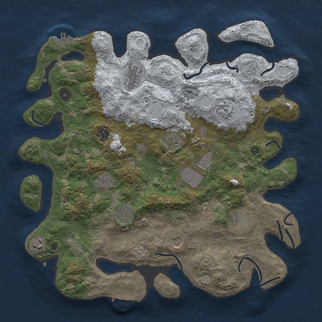 Rust Map: Procedural Map, Size: 3950, Seed: 346277606, 20 Monuments