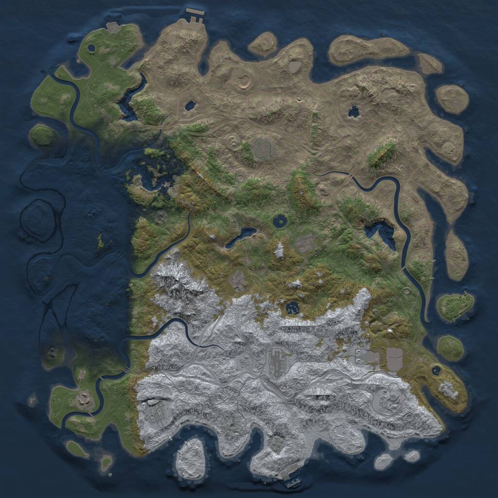 Rust Map: Procedural Map, Size: 5500, Seed: 419160639, 17 Monuments