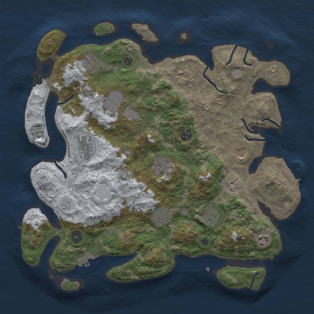 Rust Map: Procedural Map, Size: 3850, Seed: 1368644474, 20 Monuments