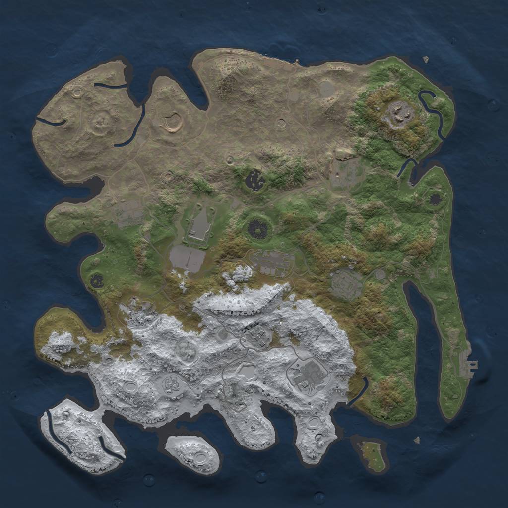 Rust Map: Procedural Map, Size: 3850, Seed: 910548222, 20 Monuments