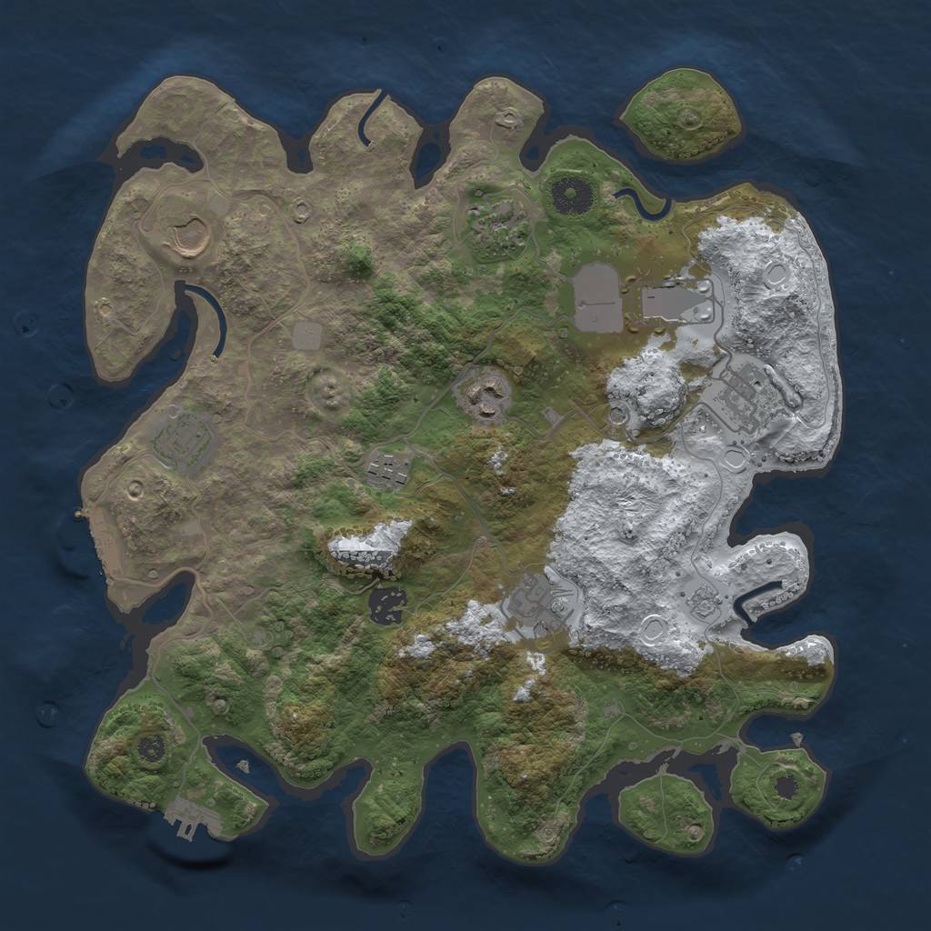 Rust Map: Procedural Map, Size: 3500, Seed: 1294936267, 18 Monuments