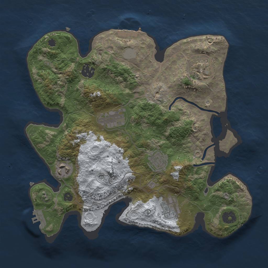 Rust Map: Procedural Map, Size: 3000, Seed: 1125749761, 14 Monuments
