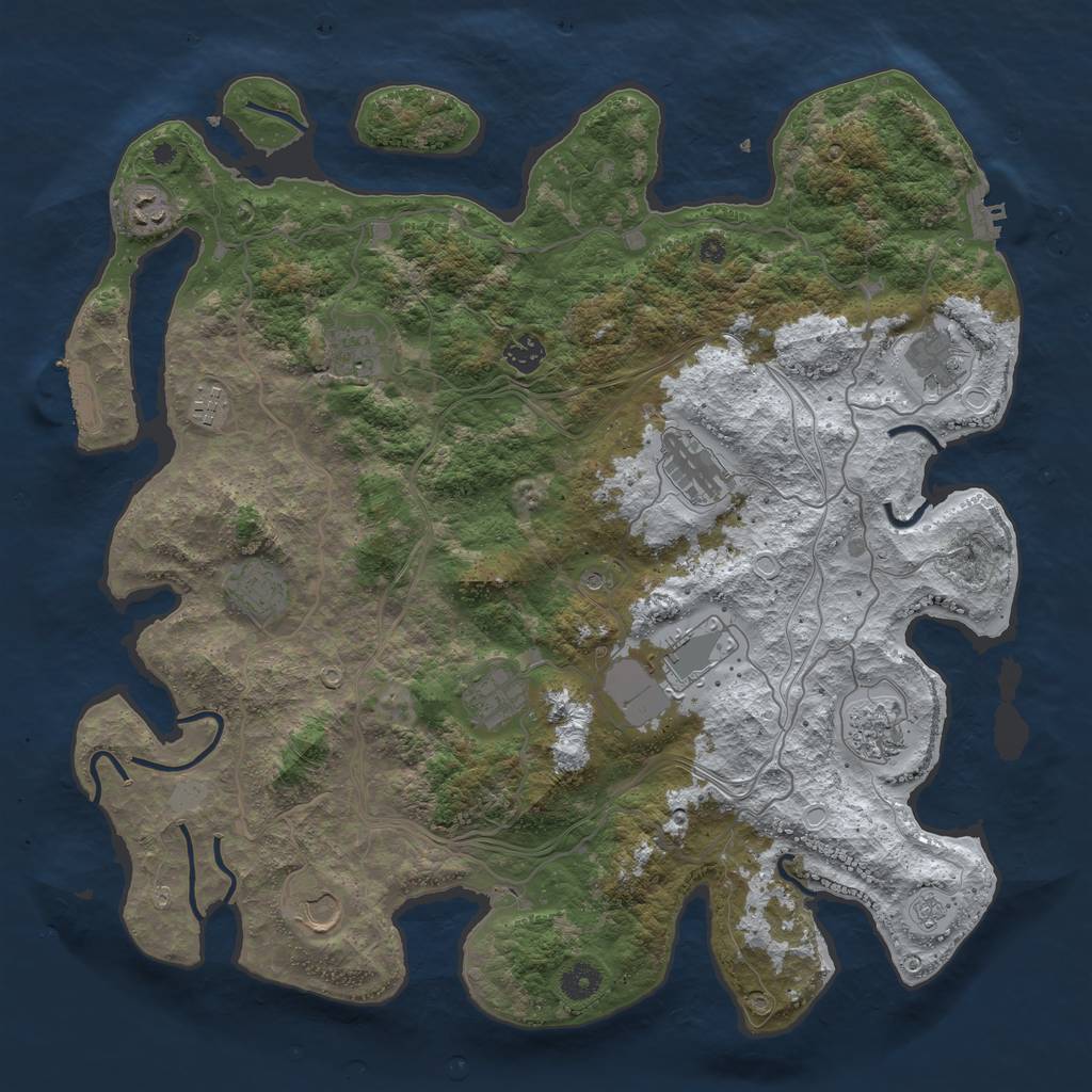 Rust Map: Procedural Map, Size: 4250, Seed: 717082218, 20 Monuments
