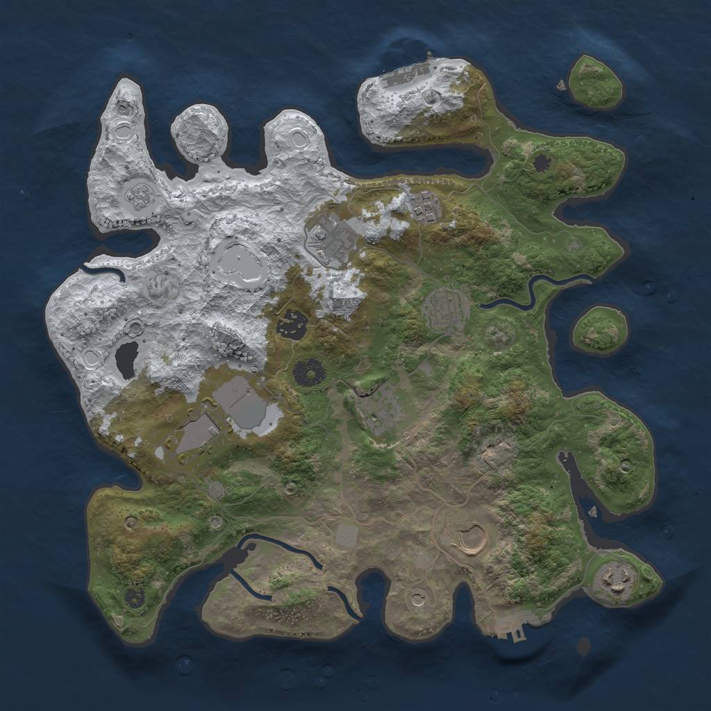 Rust Map: Procedural Map, Size: 3500, Seed: 15390, 17 Monuments