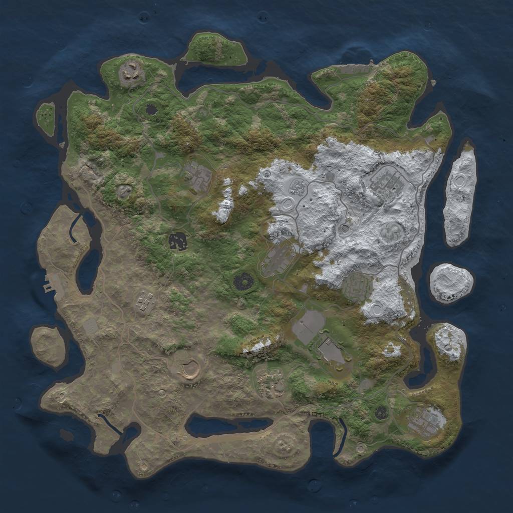 Rust Map: Procedural Map, Size: 4000, Seed: 1030622142, 20 Monuments