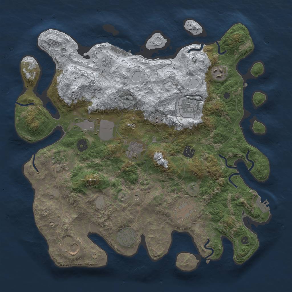Rust Map: Procedural Map, Size: 3800, Seed: 2029836, 19 Monuments