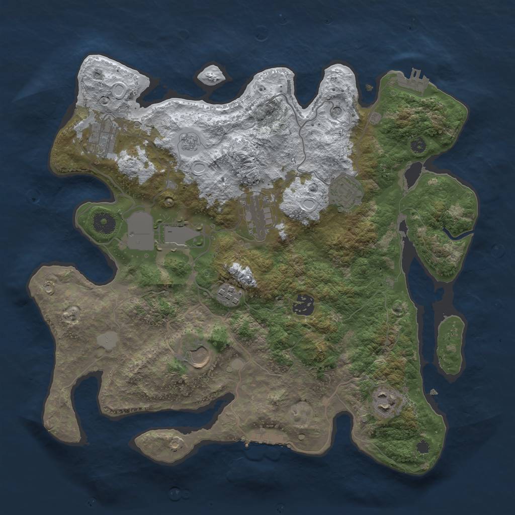 Rust Map: Procedural Map, Size: 3500, Seed: 865171632, 17 Monuments